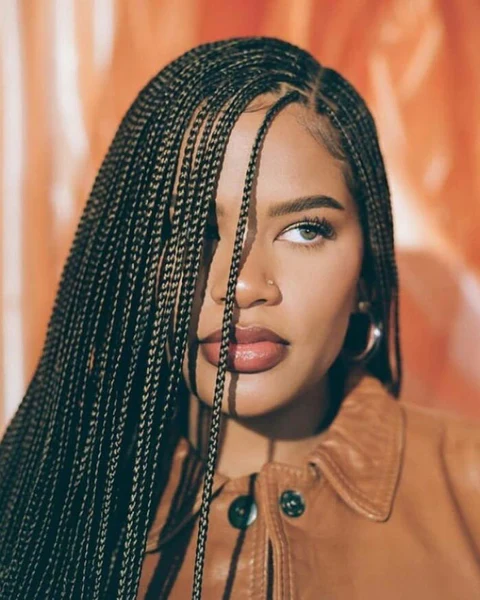 Box braids medium with long tails